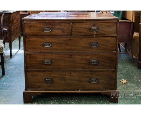 An Edwardian chest of two short over three long drawers, raised on bracket feet, 100 x 107 x 49cm