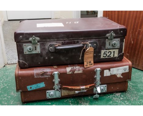 Two vintage suitcases with travel tags and stickers (2)