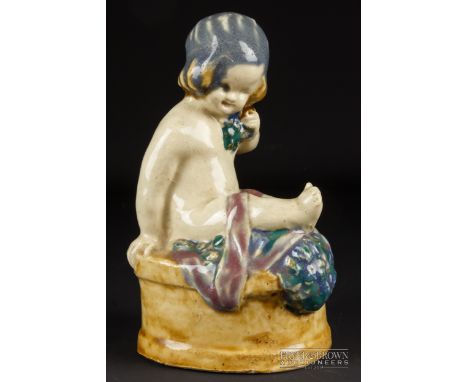 Buster Girl, a Carter Stabler Adams Poole Pottery figure, designed by Phoebe Stabler, decorated in colours, impressed marks, 