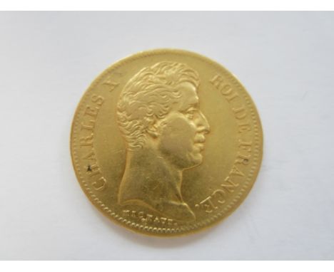 France,40 Francs, 1830A, head right, R.Crowned arms divide denomination within wreath (KM#721.1).  Some wear to head, otherwi
