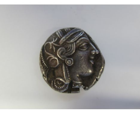 Athens, 449-413 BC,Ar tetradrachm, 17.13g, head of Athena r wearing crested helmet, R.AOE owl stg r, head facing. GCV 2526.  