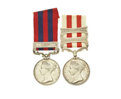 Pair to Sergeant J.Saunders, 1st Madras Fusiliers,India General Service 1854-56, one bar, Pegu (J.Saunders. 1st Madras Fusrs.