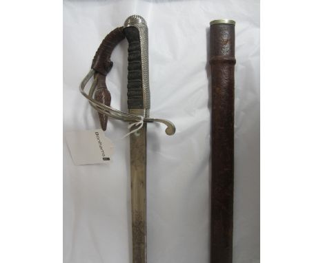 A Royal Artillery Officer's Sword,a G.V.R. period sword, the blade marked London Made. Fitted with sword knot , in leather sc