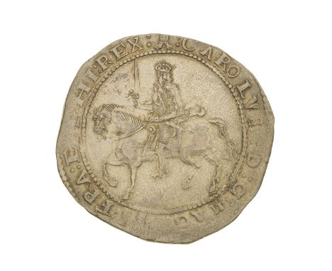 Charles I,Provincial and Civil War issues (1638-49), Exeter mint (1643-46), Crown 164*, 28.37g, King on horseback, King's sas
