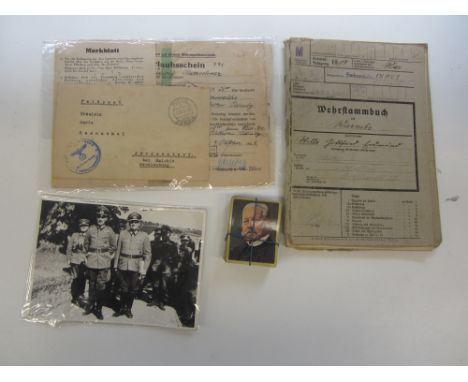 Assorted German Paperwork and Photographs,Wehrpass to Willi Krause together with his WW1 Militarpass of 16 Infanterie-Regimen