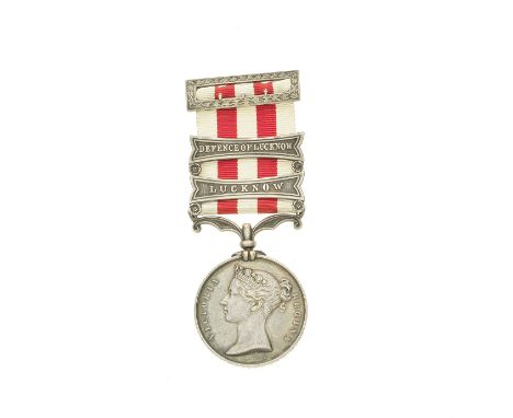 Indian Mutiny 1857-58,two bars, Lucknow, Defence of Lucknow (John Smith, 84th Regt.). With ornate riband bar. A couple of lig