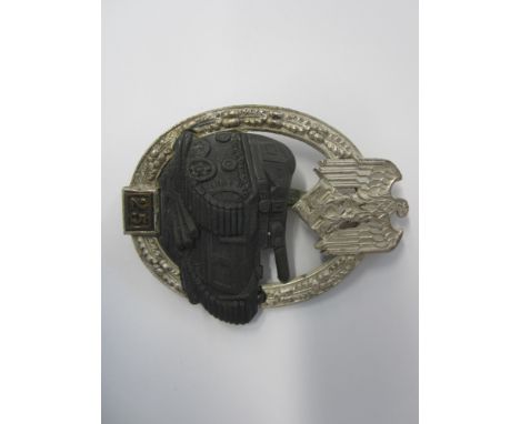 Germany,WW2 Army Tank Battle Badge for 25 engagements, rivet reverse and tapered pin. Very fine. (1)For further information o