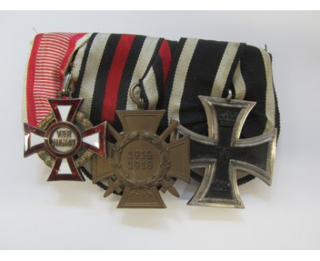 Austria,Military Merit Cross, in silver and enamel; WW1 Veterans Medal 1914-1918; Prussia, Iron Cross, Second Class 1914. Mou
