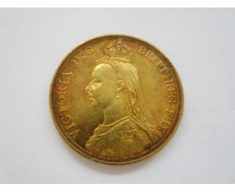 Victoria,Two Pounds, 1887, jubilee head left, R.St.George and the dragon, date in exergue (S.3865).  A couple of light contac