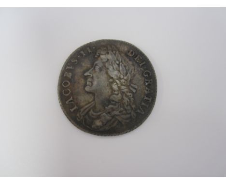 James II, 1685-1688,Shilling, 1685, laureate and draped bust left, R.Crowned cruciform Shields (S.3410).  A little light wear