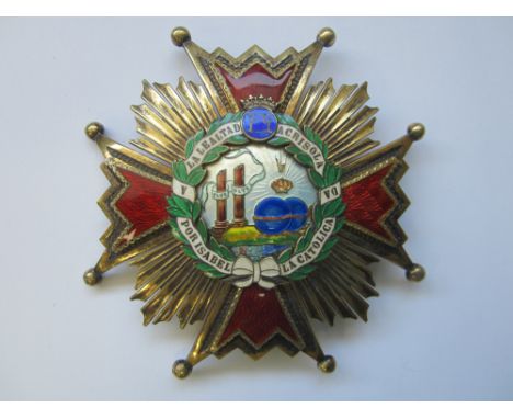Spain,Order of Isabel the Catholic, Second Class breast star in silver-gilt and enamel. Some light enamel damage, otherwise v