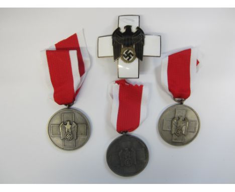 Germany,WW2, Social Welfare Decoration, 2nd Class breast star; Social Welfare Medal (3). Enamel damage to the first, otherwis