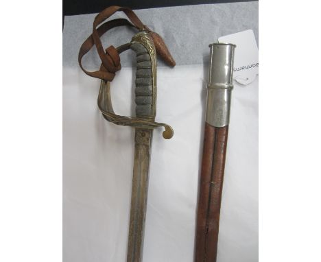 An 1822 Infantry Officer's Sword,a V.R. cypher example by Humphreys Haymarket London. In leather and white metal mounted scab