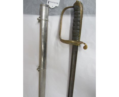 An 1822 Infantry Officer's Sword,with V.R. cypher engraved blade by Hawkes &amp; Co Piccadilly London. In nickel plated scabb