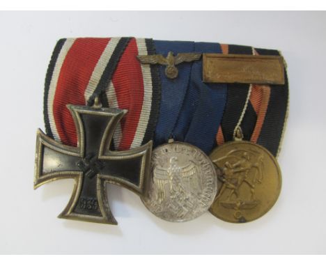 Germany,Iron Cross 1939, Second Class, early Schinkel version; Long Service Medal for 4 Years with Army eagle; Entry into Sud