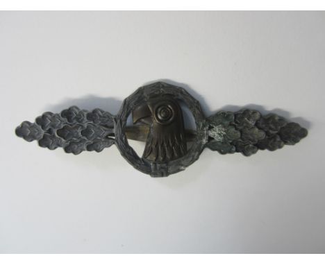 Germany,WW2 Luftwaffe Reconnaissance Clasp, silver issue. Hook had been previously repaired but is now absent, some light cor