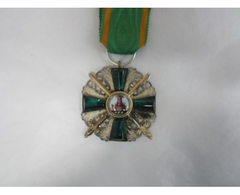 Germany,Baden, Order of the Zahringen Lion, Knight's Second Class breast badge with swords, in silver-gilt, silver and enamel