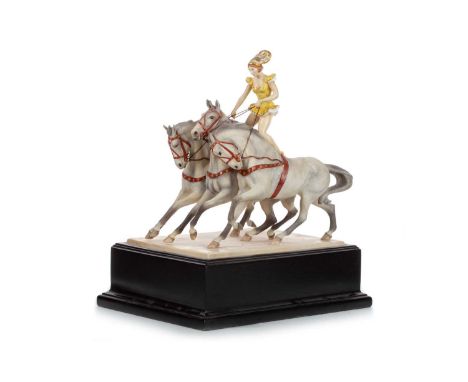 DORIS LINDNER FOR ROYAL WORCESTER, 'IN THE RING', CIRCA 1955 mounted on plinth33cm high overall Condition overall is good, so