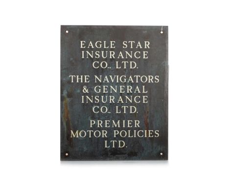 CAST IRON ADVERTISEMENT SIGN, EAGLE STAR INSURANCE CO., LTD of rectangular form, the white enamel letters reading Eagle Star 