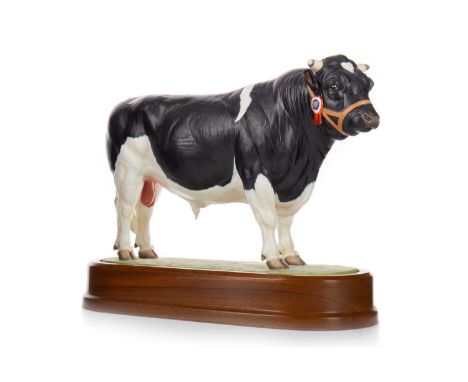 DORIS LINDNER FOR ROYAL WORCESTER, BRITISH FRIESIAN BULL, CIRCA 1964 no. 268/500, stamped marks, on plinth, with certificate2