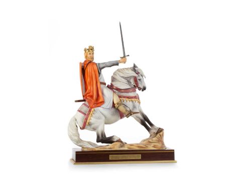 BERNARD WINSKILL FOR ROYAL WORCESTER, RICHARD COEUR DE LION, CIRCA 1978 no. 16, stamped marks, on plinth42cm high In overall 