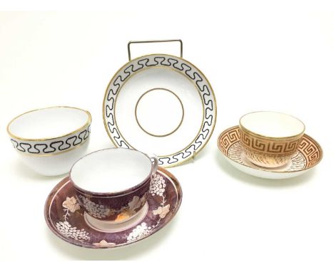COLLECTION OF EARLY ENGLISH PORCELAIN CUPS AND SAUCERS, 18TH/19TH CENTURY   predominantly New Hall, decorated in colours and 