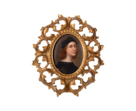 AFTER RAPHAEL (ITALIAN, 1483-1520), SELF-PORTRAIT, LATE 19TH / EARLY 20TH CENTURY painting on porcelain, in gilt wood frame23