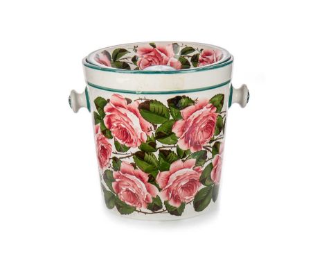 WEMYSS WARE, SLOP PAIL, LATE 19TH CENTURY / EARLY 20TH CENTURY of tapered cylindrical form with twin handles, hand painted wi
