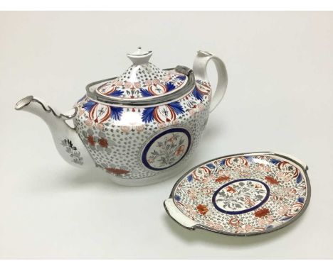 COLLECTION OF EARLY ENGLISH PORCELAIN TEAPOTS AND TEA POT STANDS, 18TH/19TH CENTURY   comprising six teapots and eight stands