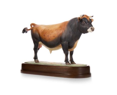 DORIS LINDNER FOR ROYAL WORCESTER, JERSEY BULL, CIRCA 1965 no. 167/500, stamped marks, on plinth, with certificate30cm wideCo