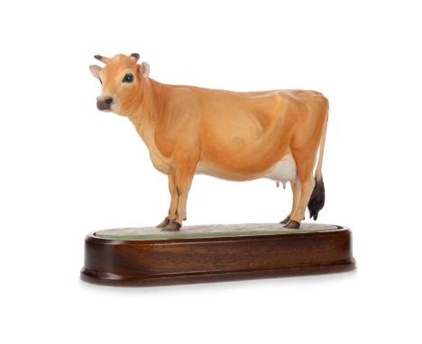 DORIS LINDNER FOR ROYAL WORCESTER, JERSEY COW, CIRCA 1961 no. 357/500, stamped marks, on plinth, with certificate24cm wideCon
