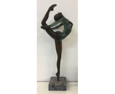 JONATHAN WYLDER. (1957-) A limited edition, patinated bronze figure of a ballerina on a marble base, signed to standing foot 