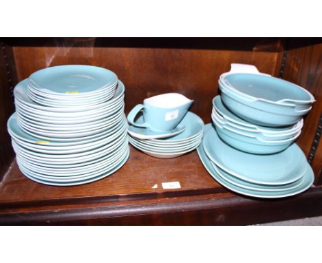 A 1960s Poole "Cameo" pattern dinner service, including tureens, meat plates, gravy boat, etc