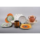 A Shelly trefoil dish, a shamrock decorated plate and other ceramics
