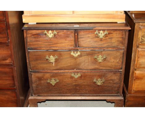 A Georgian mahogany chest of two short and two long graduated drawers, on bracket feet, 32" wide x 30 1/2" high