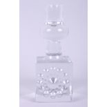 A Boda glass candlestick, signed B Vallion to base, 6" high