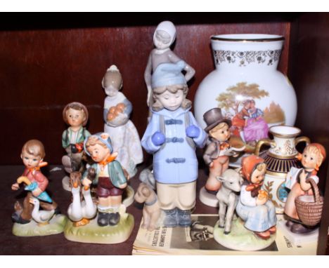 Two Lladro figures, various Goebel figures, a vase and other items