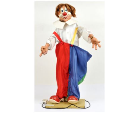 DFA Animated Displays automaton clown character, electrically operated (untested), plastic plaque to wooden base DFA Animated