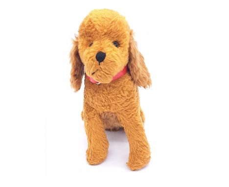 British spaniel vintage dog, cinnamon and light brown mohair, brown and black glass eyes, vertically stitched black nose, unj