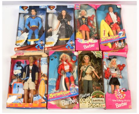 Mattel Barbie collection of eight dolls: (1) Barbie Superman returns Lois Lane, Asst J0874 J5288, boxed; (2) Barbie Ken Super