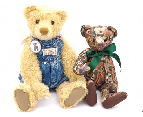 Born Again Bears artist designed teddy bears x four, by Sue Lawson: (1) Leo, LE 1/1, blonde curly mohair, black glass eyes, v