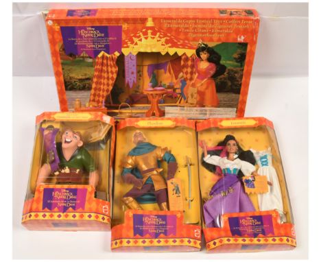Mattel Disney The Hunchback of Notre Dame dolls including: (1) Esmeralda, 15311; (2) Phoebus, 15312; (3) Quasimodo, 15313, (4