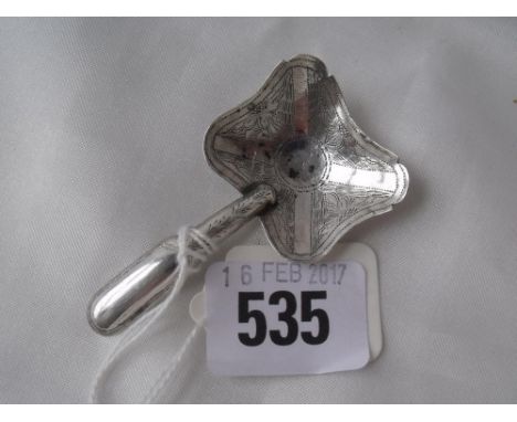 Georgian fiddle pattern caddy scoop with wriggle work  cross of St Andrew to bowl      