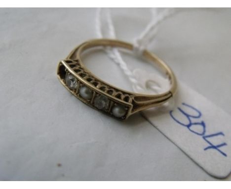 14ct pearl & diamond ring      