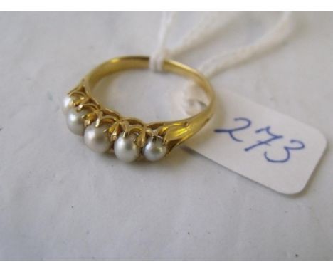 18ct five stone pearl ring  'N'      