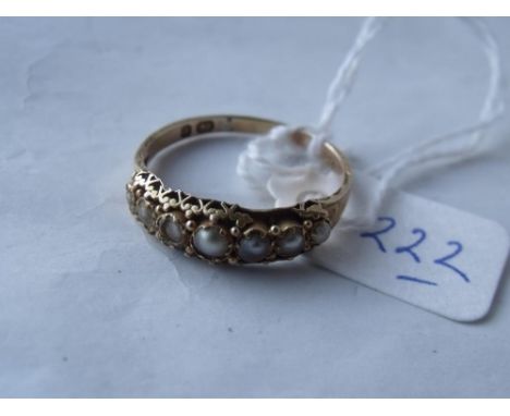 Antique fancy 15ct pearl set ring 'S'     