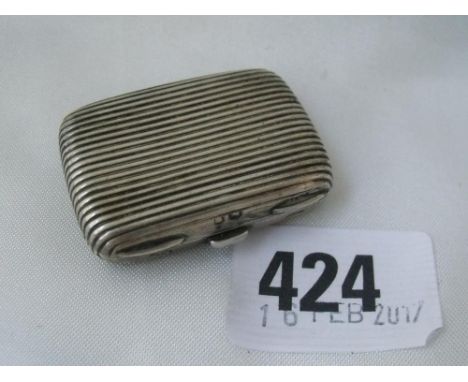 Victorian cushion shaped reeded vesta case Lon    