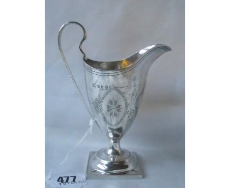 Georgian helmet shaped bright cut cream jug Lon 1794  by GS TH  75g       