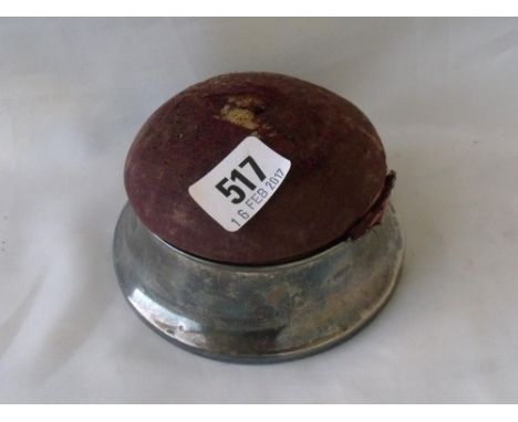 Pin cushion with padded cover 4” dia Chester 1911 by  GN & RH        