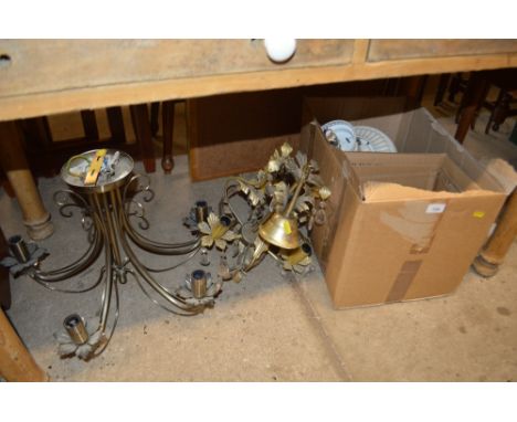 Two light fittings and a ceiling fan